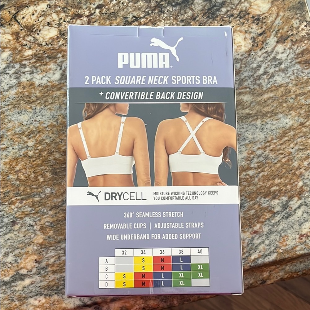 PUMA White Seamless Sports Bra 2-Pack - Picture 3 of 3